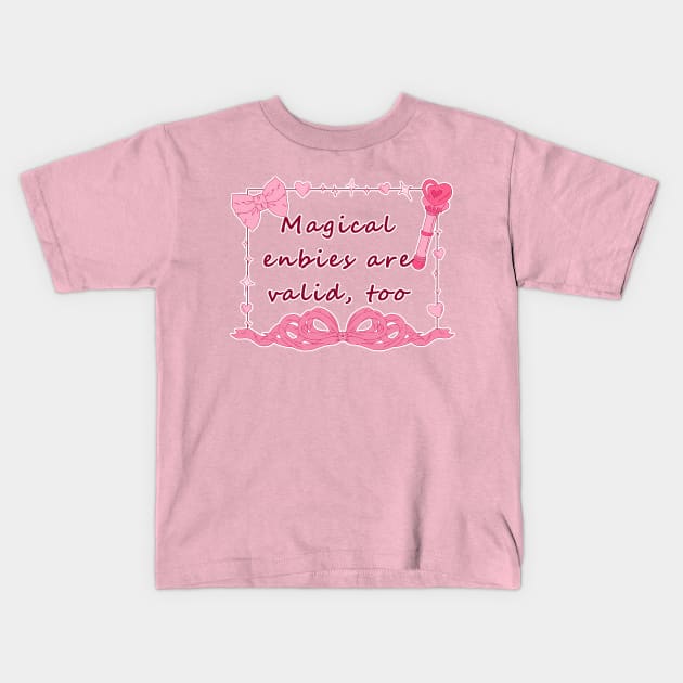 Magical Enbies - Pink Kids T-Shirt by Rainy Day Dreams